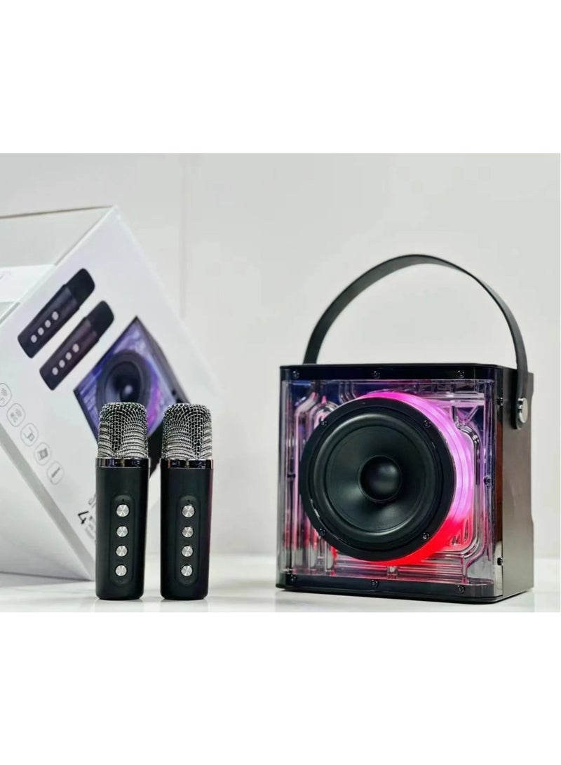 Transparent Bluetooth Microphone Loudspeaker with Subwoofer, Your Ultimate Music Center for Family Parties and Boombox Extravaganzas