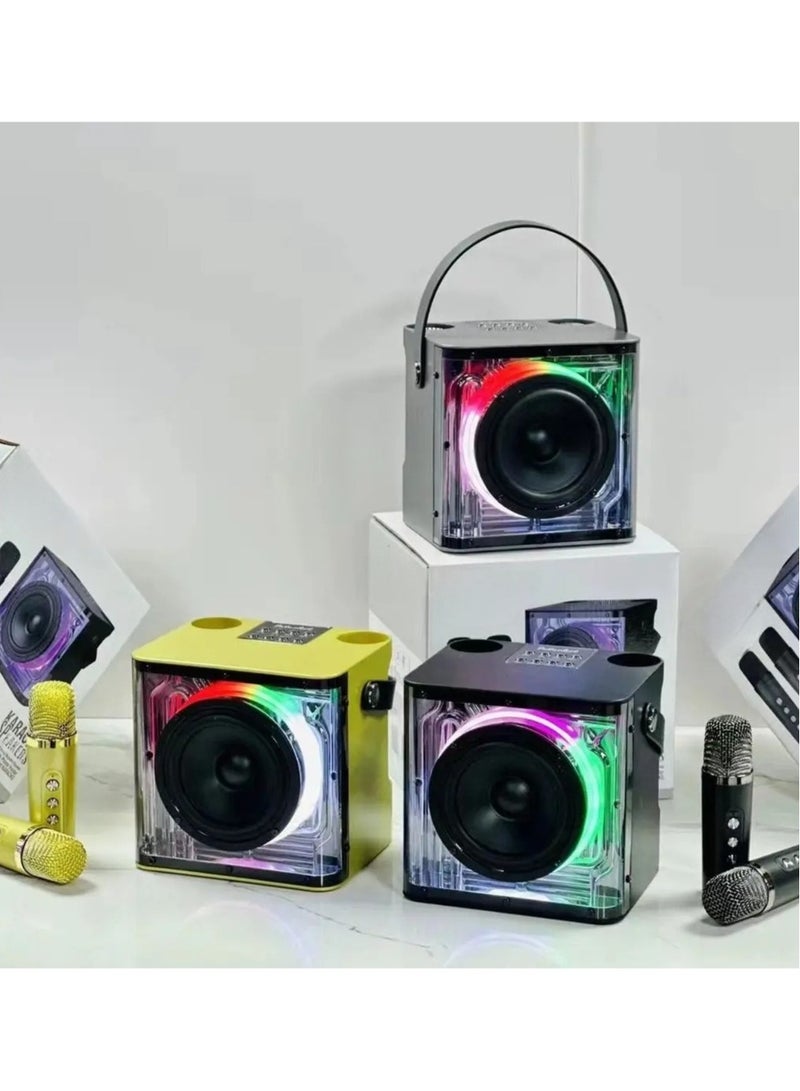 Transparent Bluetooth Microphone Loudspeaker with Subwoofer, Your Ultimate Music Center for Family Parties and Boombox Extravaganzas