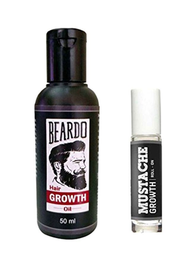 Hair Growth Oil With Mustache Growth Roll-On Multicolour 50ml