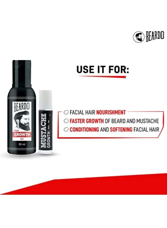 Hair Growth Oil With Mustache Growth Roll-On Multicolour 50ml