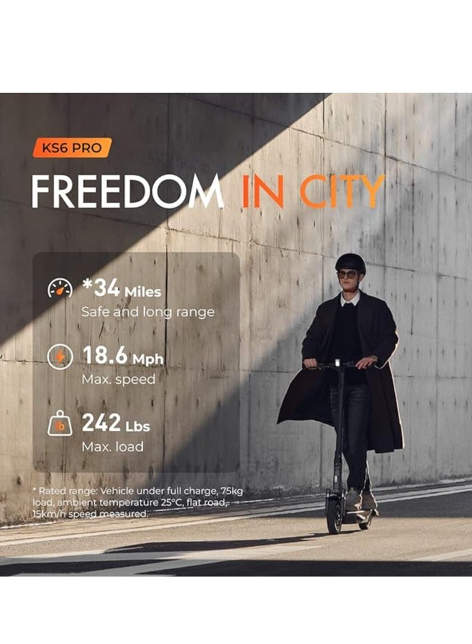 Electric Kick Scooter Ks6 Pro Adults Electric Scooter-Ks6 Pro 800W Motor, 55 Kilometers Long Range & 30 Kmp/H, With Self-Healing Tubeless/Hollow Honeycomb Tires
