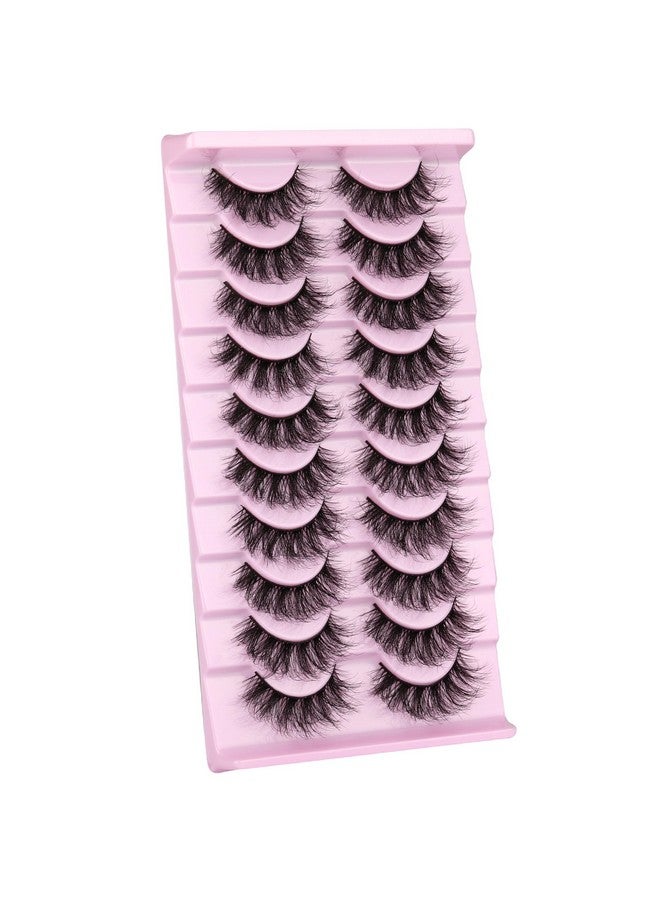 Mink Lashes Eyelashes Natural Fluffy Faux Mink Lashes 3D Thick Volume D Curl Wispy Eyelashes That Look Like Extensions Fake Eyelashes 10 Pairs Pack Wiwoseo