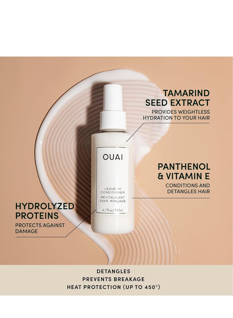 OUAI leavein conditioner & heat protectant spray prime hair for style smooth flyaways add shine and use as detangling spray no parabens sulfates or pPhthalates 4.7 oz