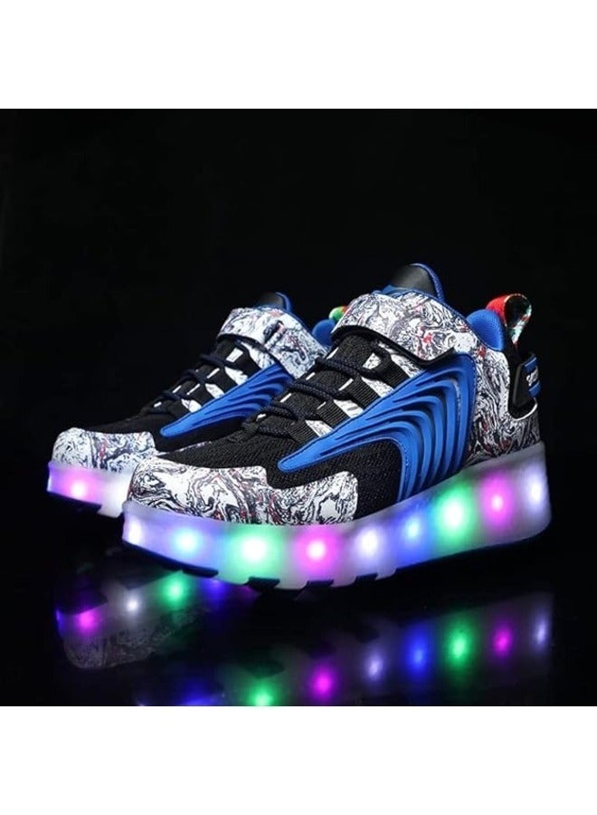 LED Flash Light Fashion Shiny Sneaker Skate Shoes With Wheels And Lightning Sole