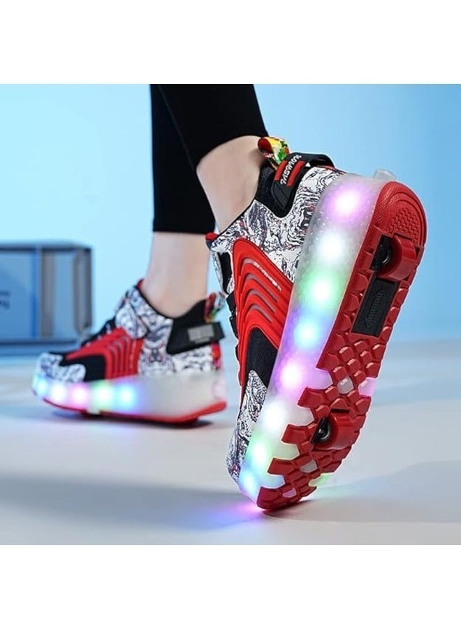 LED Flash Light Fashion Shiny Sneaker Skate Shoes With Wheels And Lightning Sole