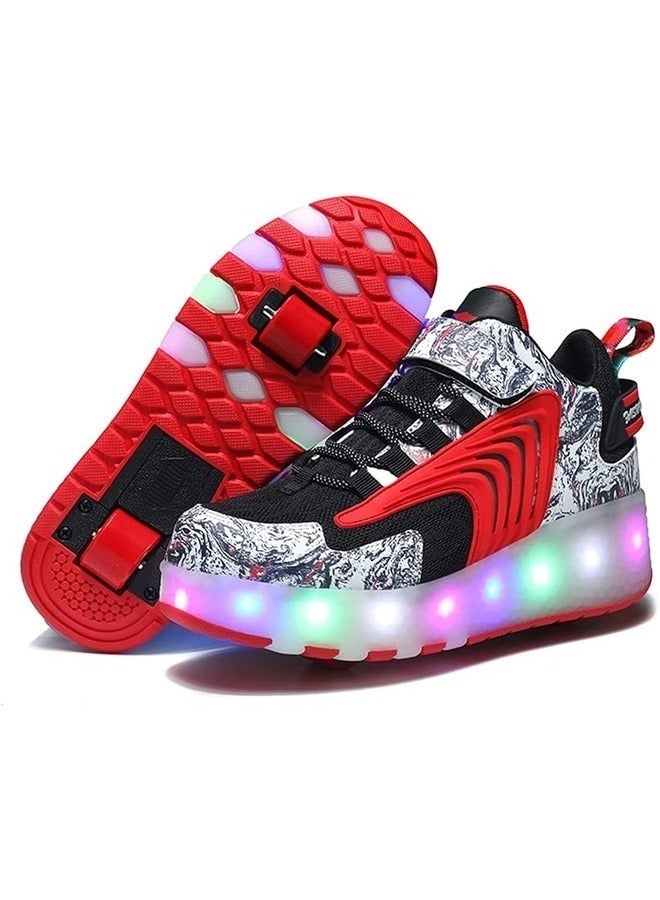 LED Flash Light Fashion Shiny Sneaker Skate Shoes With Wheels And Lightning Sole