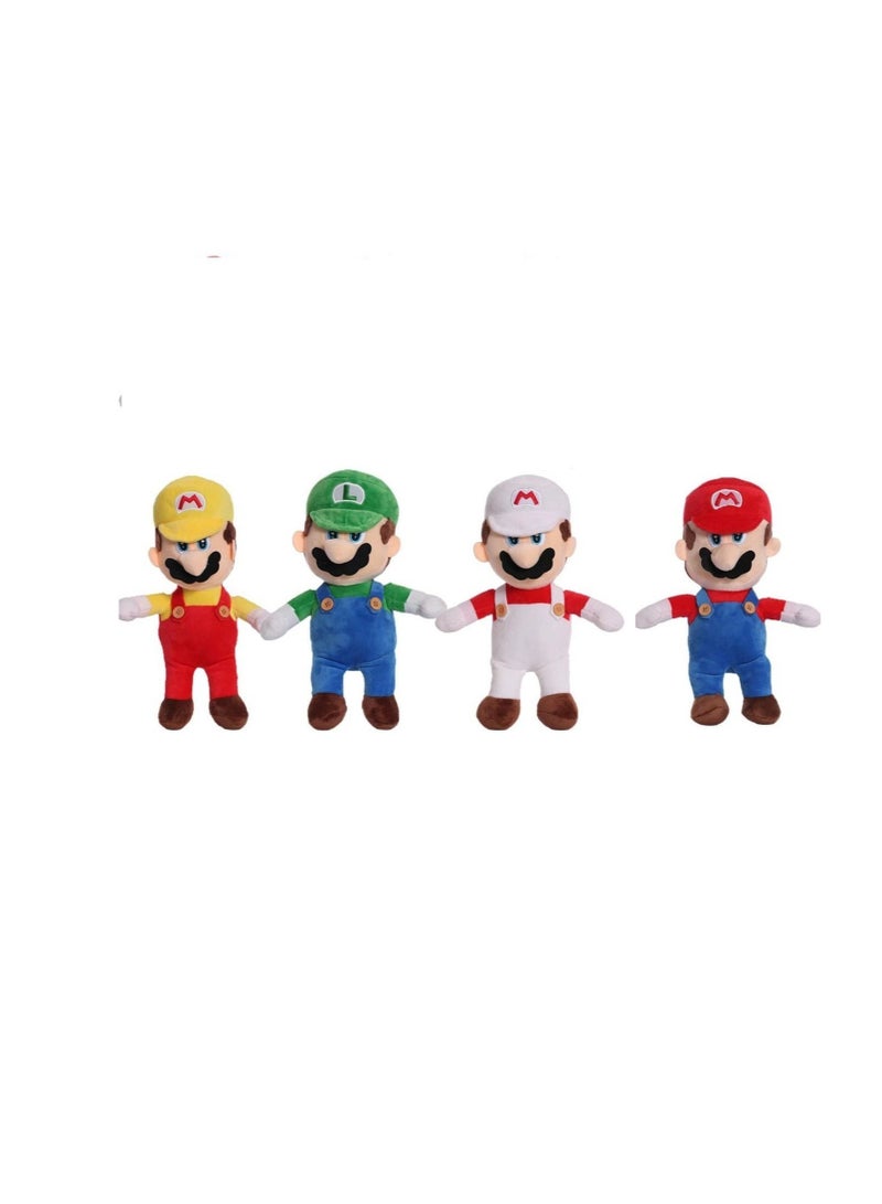 Pack of 4 Super Mario Stuffed soft Plush Toy Collection Toy for Kids , White , 25cm