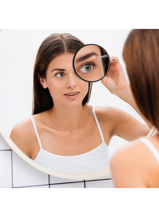 Magnifying Mirror3.5 Inch 20X Mirror & 10X Magnifier Mirrors With 2 Suction Cupssmall Travel Magnifying Mirror And Tweezers Kit For Eyebrow Tweezingblackhead Blemish Removal (Black)