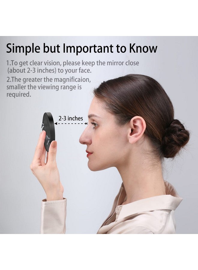 Magnifying Mirror3.5 Inch 20X Mirror & 10X Magnifier Mirrors With 2 Suction Cupssmall Travel Magnifying Mirror And Tweezers Kit For Eyebrow Tweezingblackhead Blemish Removal (Black)