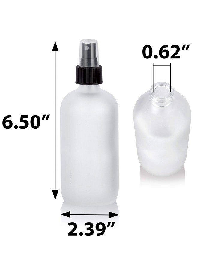 8 Oz Frosted Clear Glass Boston Round Bottle With Black Fine Mist Spray (4)