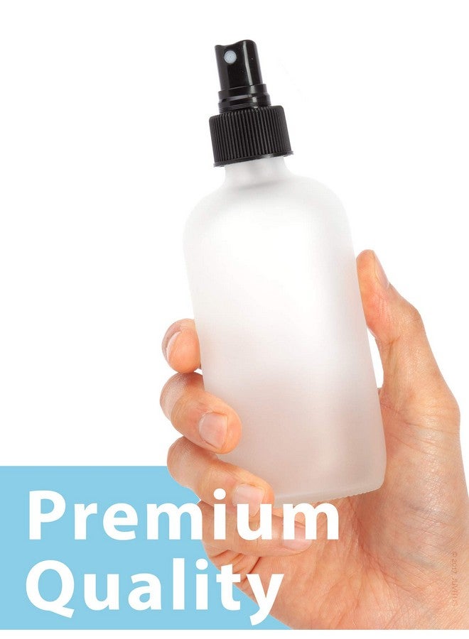 8 Oz Frosted Clear Glass Boston Round Bottle With Black Fine Mist Spray (4)