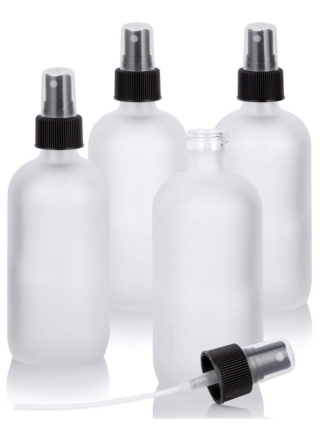 8 Oz Frosted Clear Glass Boston Round Bottle With Black Fine Mist Spray (4)