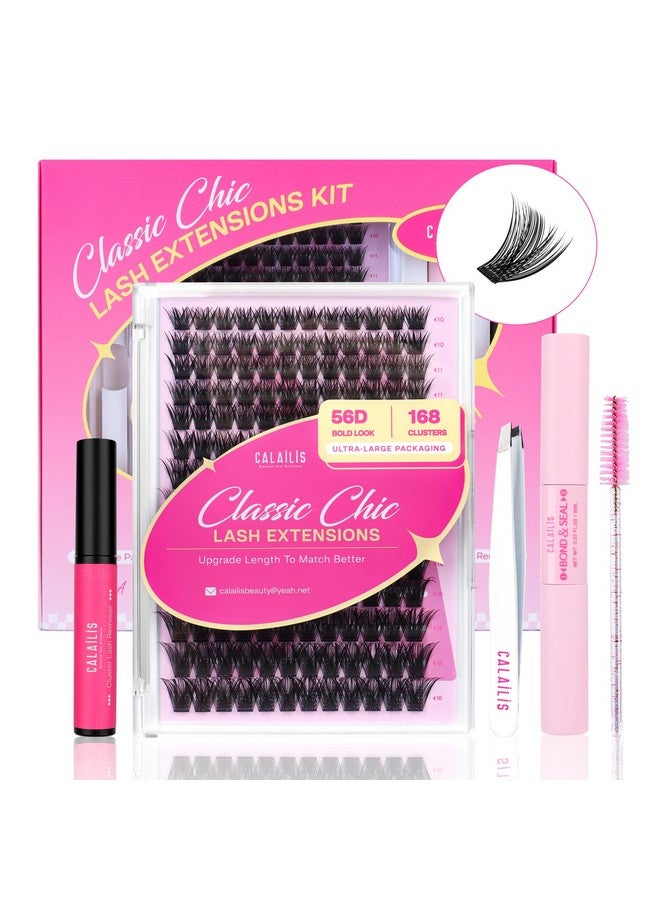 Diy Eyelash Extension Kit168Pcs D Curl Individual Lasheslash Bond And Seallash Remover And Applicatorlash Clusters For Beginners (56Dkit)