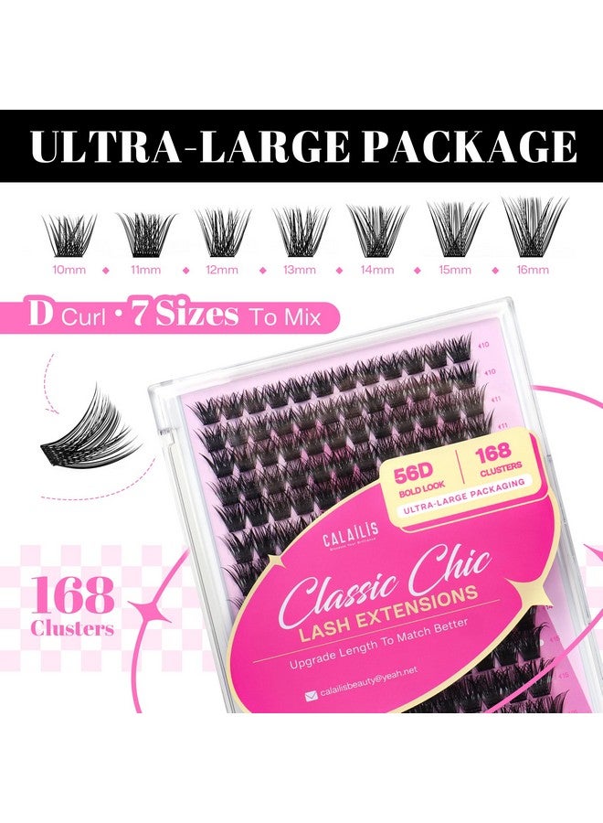Diy Eyelash Extension Kit168Pcs D Curl Individual Lasheslash Bond And Seallash Remover And Applicatorlash Clusters For Beginners (56Dkit)