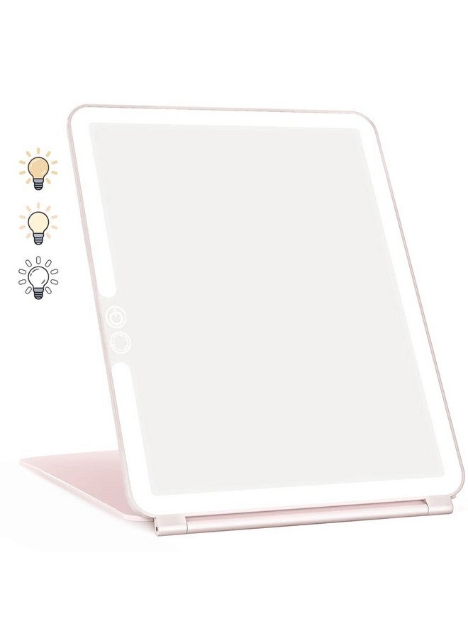Portable Travel Makeup Mirror With 72 Led Lightstouch Screen Three Colors Dimmable Lighted Mirror2000 Mah Usb Rechargeable Vanity Mirror Compact Foldable