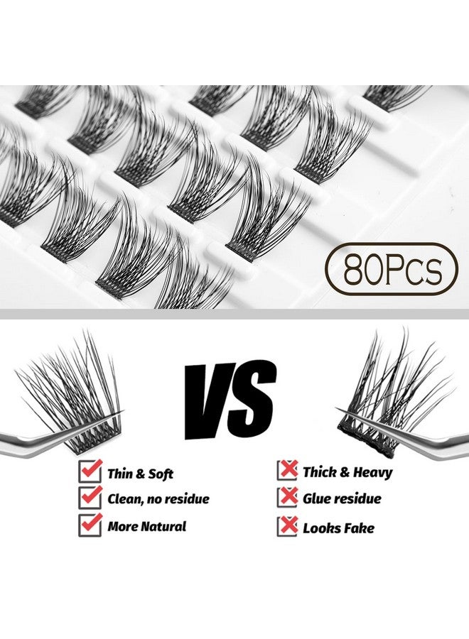 Lash Clusters Diy Eyelash Extension 80 Clusters Lashes 10Mm 12Mm 14Mm 16Mm Mix 3D Effect Eyelash Easy To Apply At Home 10Mm Cross