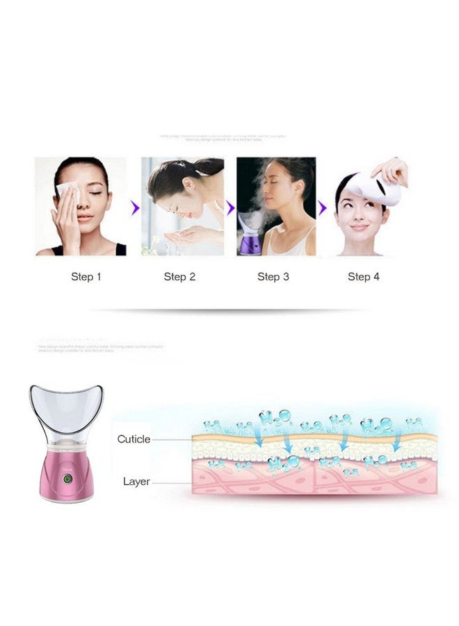® Facial Steamer Professional Sinus Steam Inhaler Face Skin Moisturizer Facial Mask Sauna Spa Steamers With Aromatherapy Diffuser Humidifier Function (Pink)