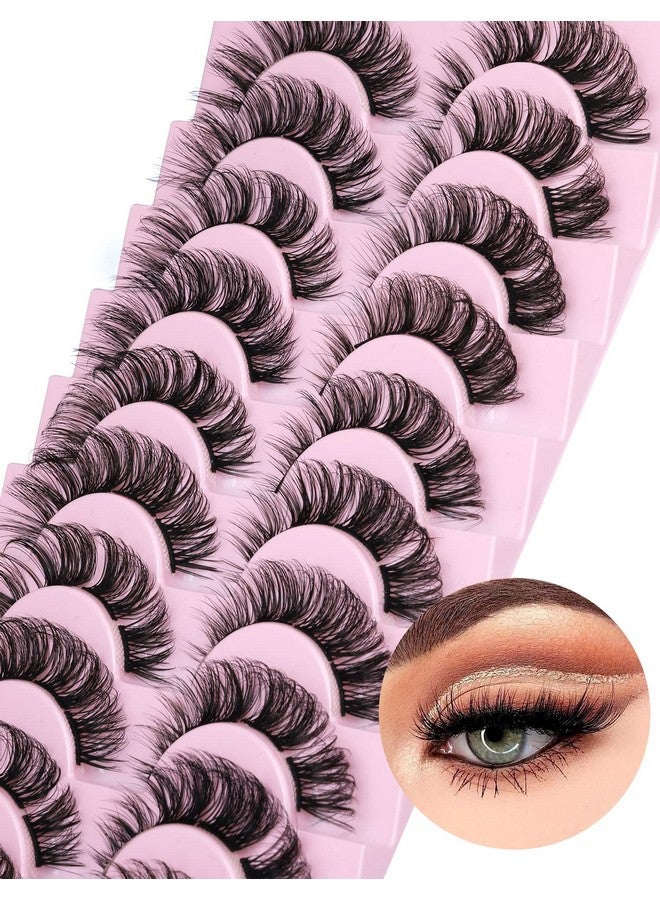 Cluster Lashes Extension Strip Eyelashes Individual Cat Eye Lashes Thick Volume Diy Lashes That Look Like Extension Natural Fluffy Faux Mink Lashes 16Mm Pestañas Postizas 10 Pairs Pack