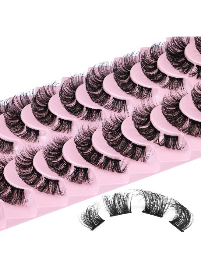 Cluster Lashes Extension Strip Eyelashes Individual Cat Eye Lashes Thick Volume Diy Lashes That Look Like Extension Natural Fluffy Faux Mink Lashes 16Mm Pestañas Postizas 10 Pairs Pack