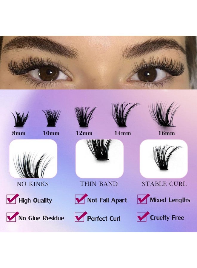 Fluffy Lash Extension Kit 80D Diy Individual Lashes Clusters Kit With 816Mm Cluster Eyelashes Lash Bond & Seal And Applicator Tools For Lash Extension Beginners