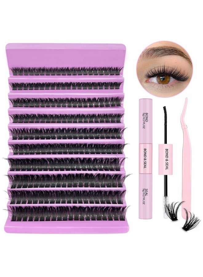 Fluffy Lash Extension Kit 80D Diy Individual Lashes Clusters Kit With 816Mm Cluster Eyelashes Lash Bond & Seal And Applicator Tools For Lash Extension Beginners