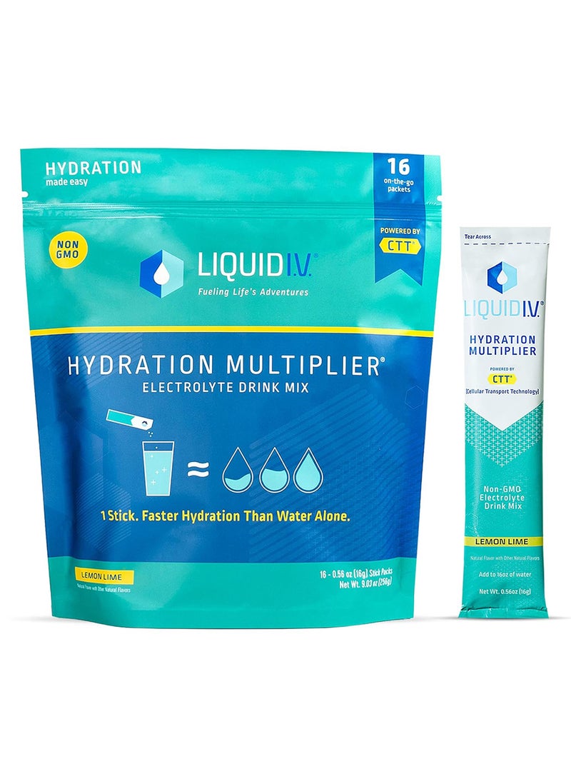Pack Of 16 Hydration Multiplier Lemon Lime Electrolyte Drink Mix Stick