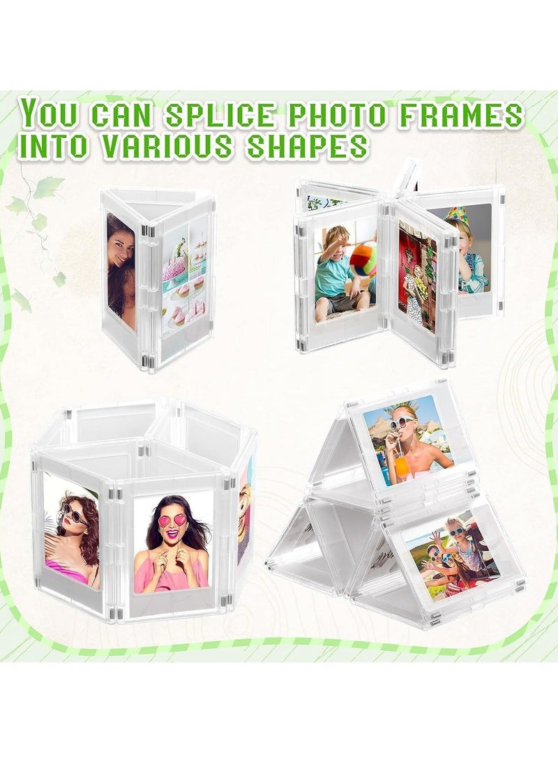 Magnetic Picture Frame Photo Creative Absorbable Magnetic Mini3 Storage Refrigerator Magnet Small Picture Holder Table Photo Frame Set Clear Photo Display Compatible with Fujifilm Instax Film 4PCS