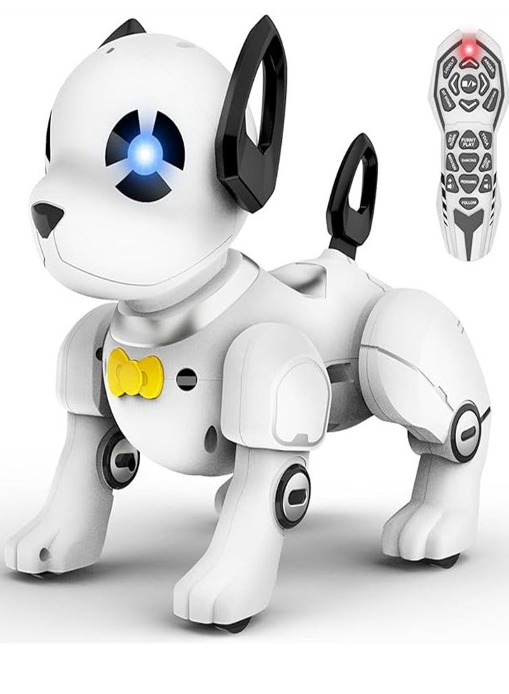 Remote control robot dog toy, a dancing remote control dog programmable intelligent interactive robot dog toy, suitable for family, games and outings.