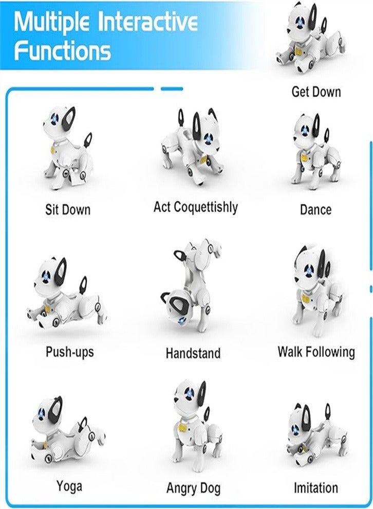 Remote control robot dog toy, a dancing remote control dog programmable intelligent interactive robot dog toy, suitable for family, games and outings.