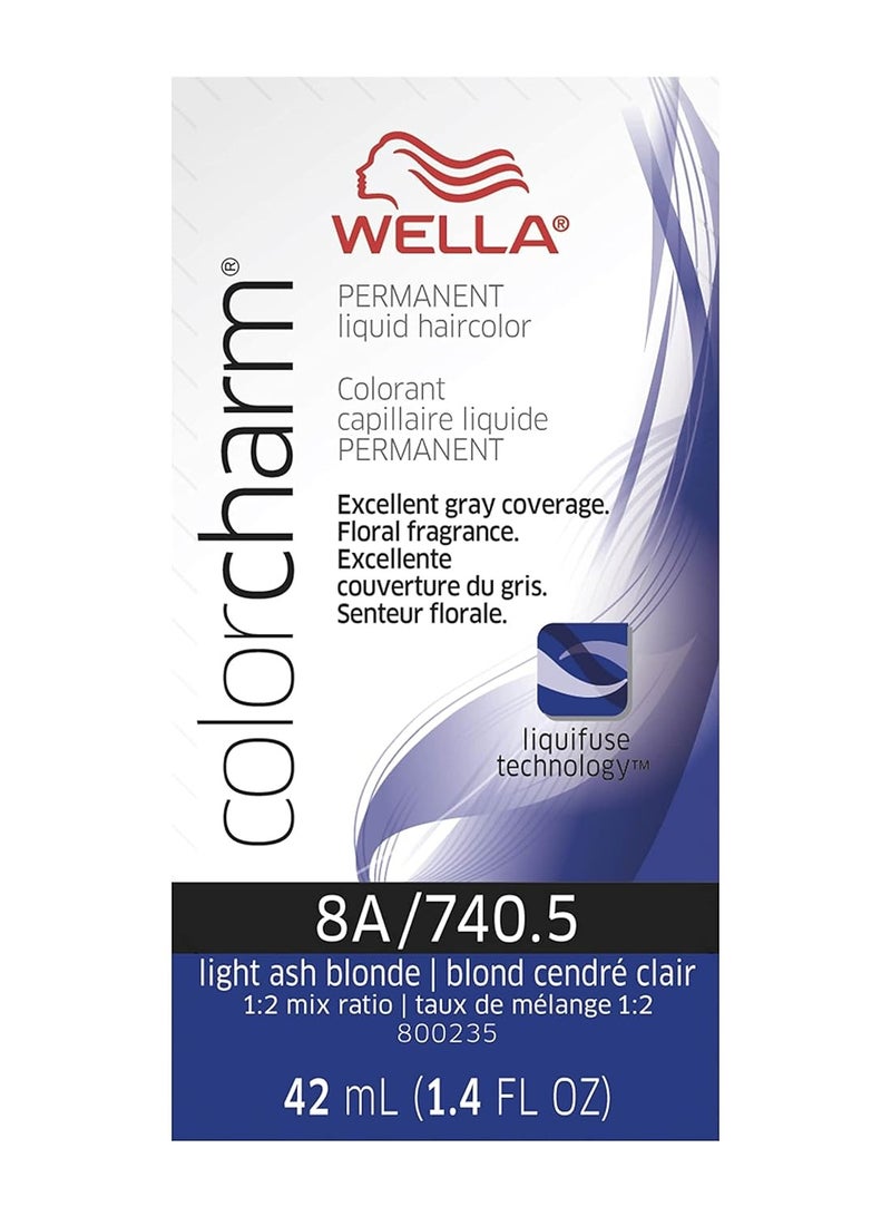 Wella ColorCharm permanent liquid hair color for gray coverage 8A light ash blonde