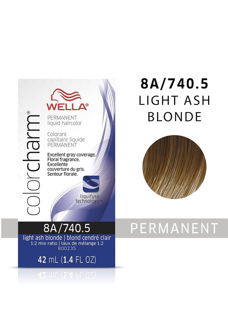 Wella ColorCharm permanent liquid hair color for gray coverage 8A light ash blonde