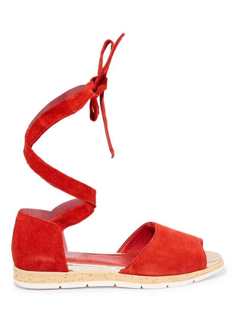 Lace Up  Sandals Red