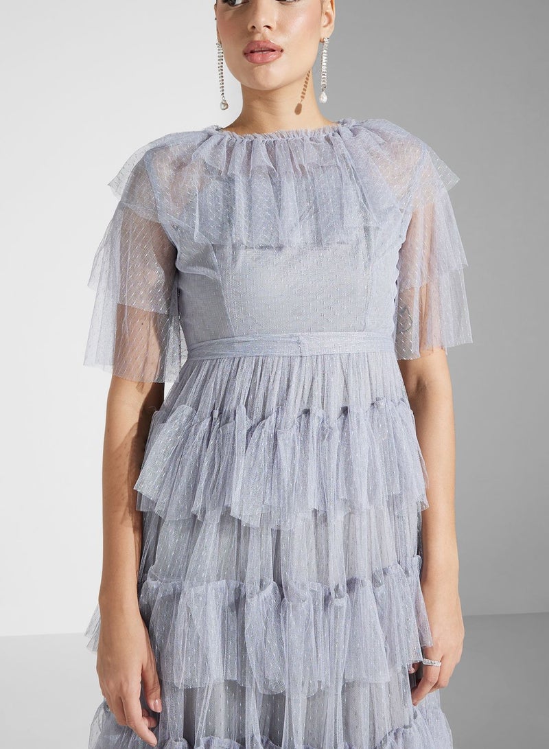 Ruffle Mesh Dress