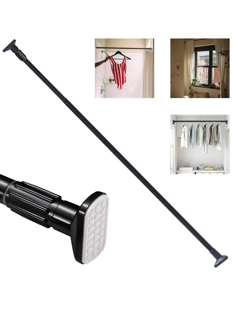 Shower Curtain Rod Adjustable 70-120cm Thick & Extendable 25mm Telescopic Length Tension Bar Painted Surface No Drill Type for Bathroom Shower Bathtub Cabinet (Black, 70cm to 120cm)