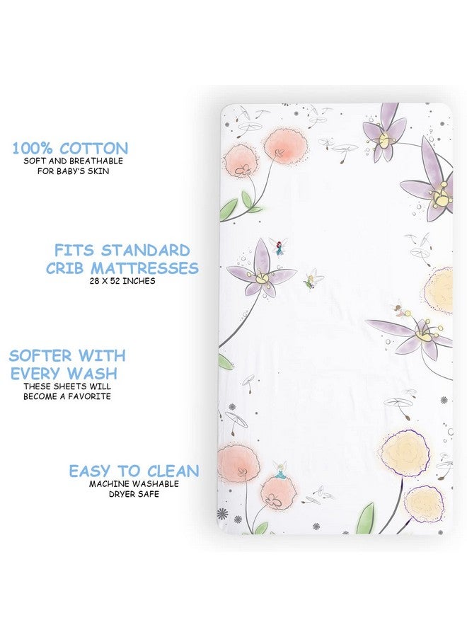 Fitted Crib Sheet Super Soft Breathable 100% Cotton Baby Crib Sheet For Standard Crib Mattresses And Toddler Beds 28 In. X 52 In. Fairy Blossom