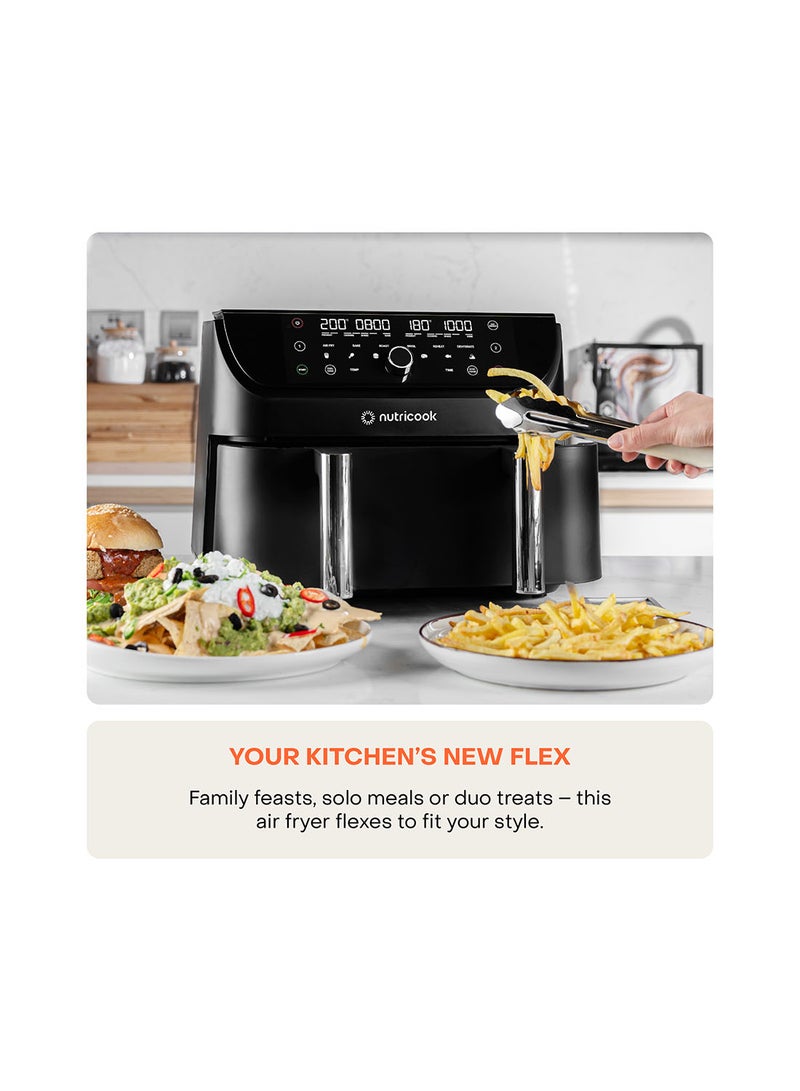 Air Fryer Duo 2 Flexzone, XL Basket, Middle Divider, 2 Independent Cooking Zones, Air Fry, Bake, Roast, Broil, Reheat And Dehydrate, 6 Presets 8.5 L 2400 W AFD285 Black