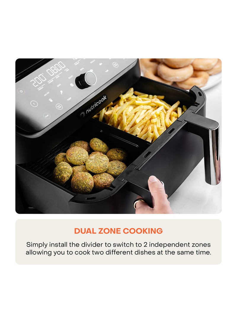 Air Fryer Duo 2 Flexzone, XL Basket, Middle Divider, 2 Independent Cooking Zones, Air Fry, Bake, Roast, Broil, Reheat And Dehydrate, 6 Presets 8.5 L 2400 W AFD285 Black