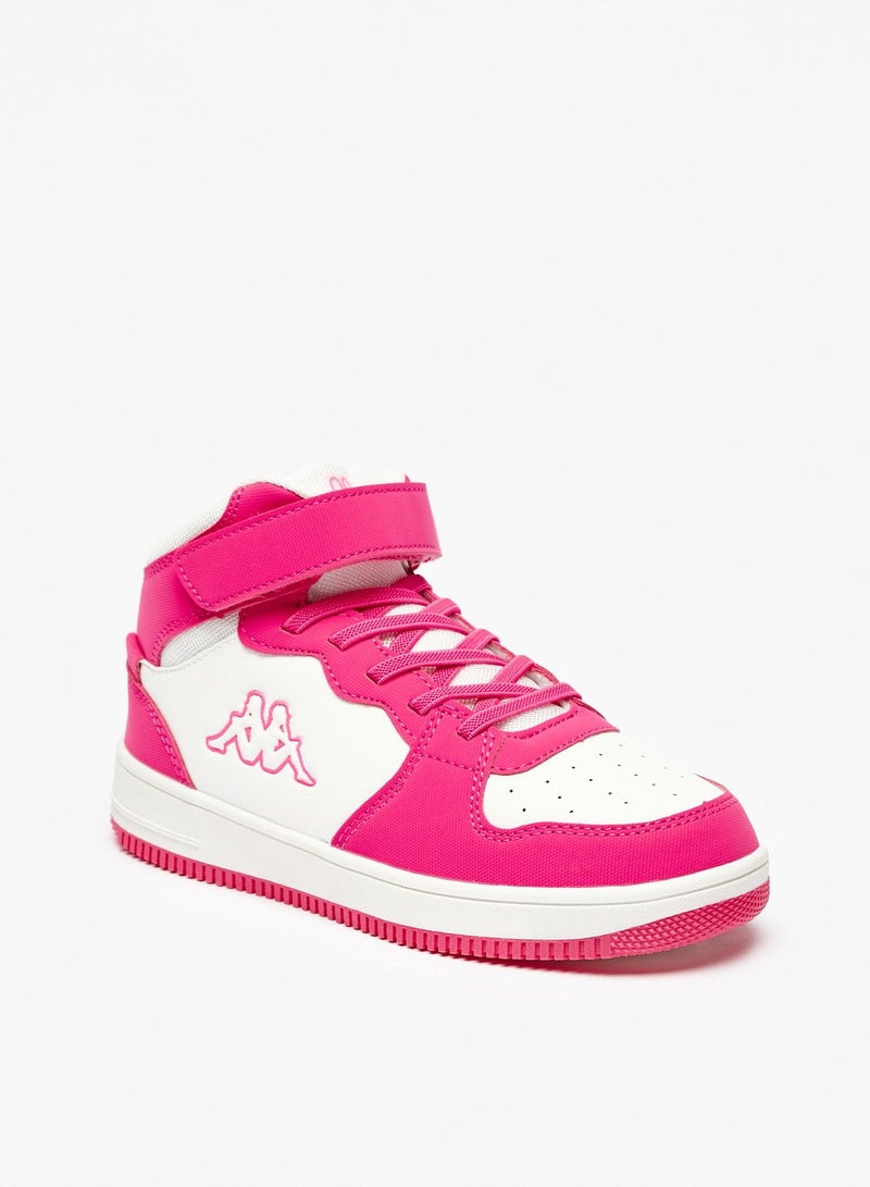 Boys Panelled High Top Sneakers with Hook and Loop Closure