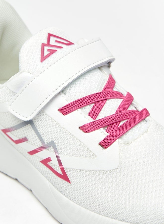 Girl's Textured Sports Shoes With Hook And Loop Closure