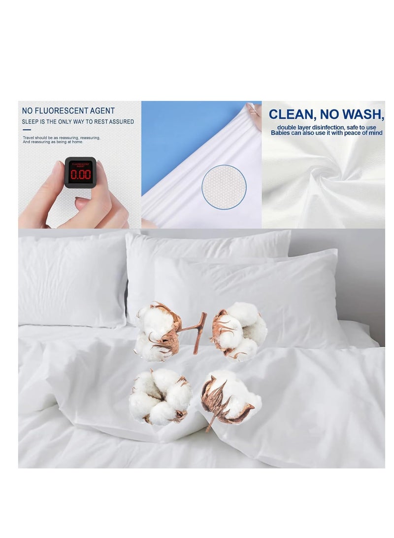 8 PCS Disposable Bed Sheets Fitted Sheet Queen Size, Disposable Travel Sheets for Travel with 2 Bed Sheet 2 Quilt Cover and 4 Pillowcase for Travel Business Trip Spa Hotel