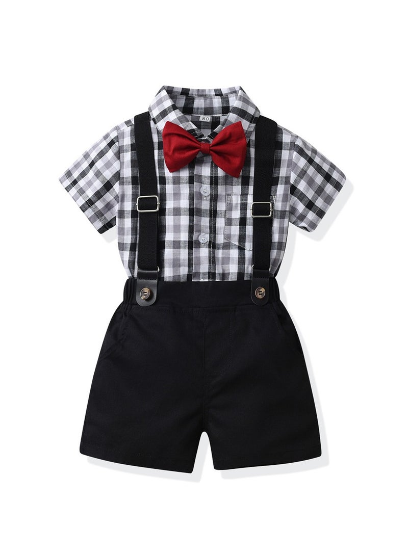 New Short Sleeved Shirt Belt Shorts Two-Piece Set