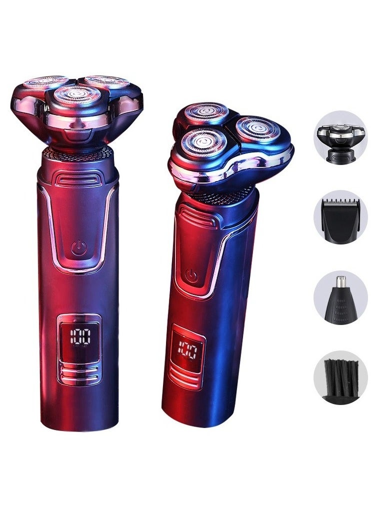 Multifunctional Three In One Electric Shaver Full Body Water Washing Beard Knife LCD Digital Display USB Charging Shaver