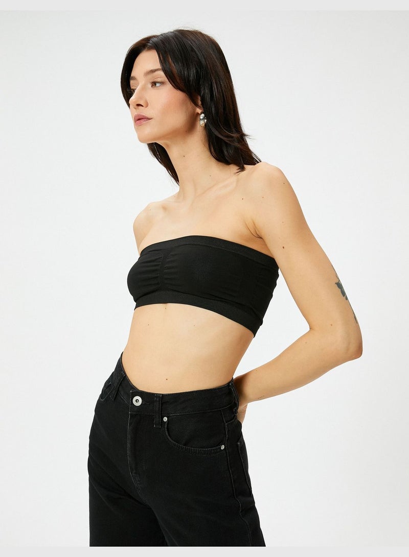 Ribbed Strapless Crop Tank Top