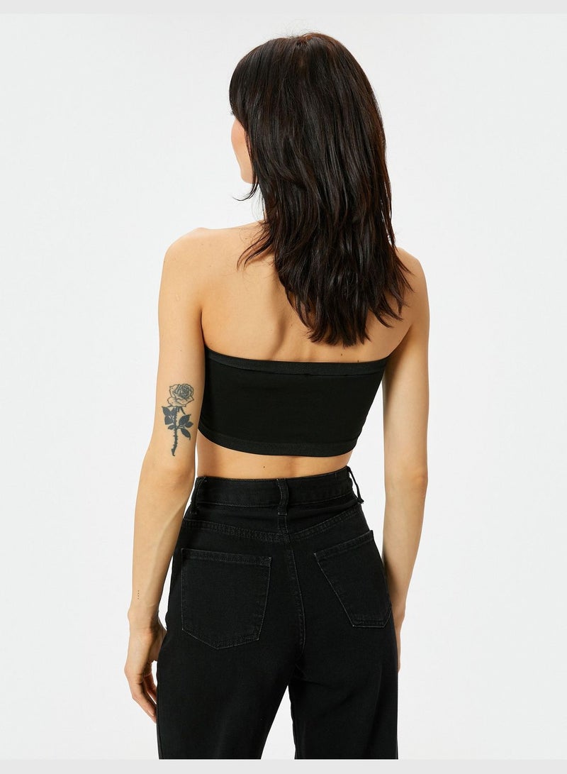 Ribbed Strapless Crop Tank Top