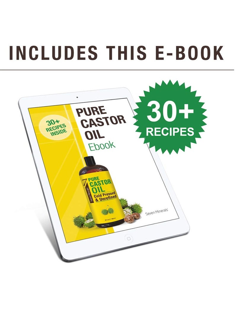 Pure Cold Pressed Castor Oil - Big 32 fl oz Bottle - Unrefined & Hexane Free - 100% Pure Castor Oil for Hair Growth, Thicker Eyelashes & Eyebrows, Dry Skin, Healing, Hair Care, Joint and Muscle Pain