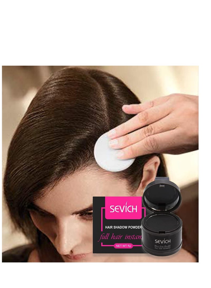 SEVICH hairline powder quick cover grey hair root concealer eyebrows & beard line for thinning grey hairline windproof & sweatproof black 4 gram