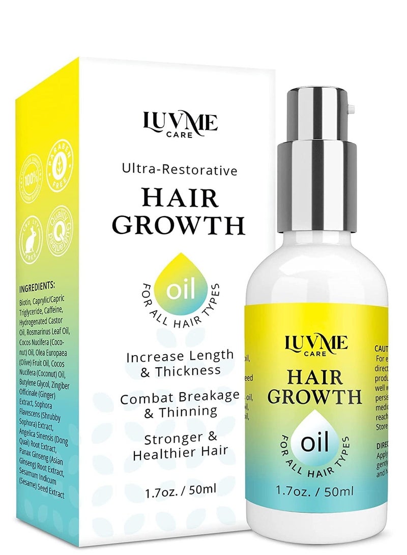 Luv Me Care biotin hair growth oil hair growth serum for thicker longer fuller healthier hair prevent hair loss & thinning all natural vitamin rich treatment women & men all hair types 1.7 oz