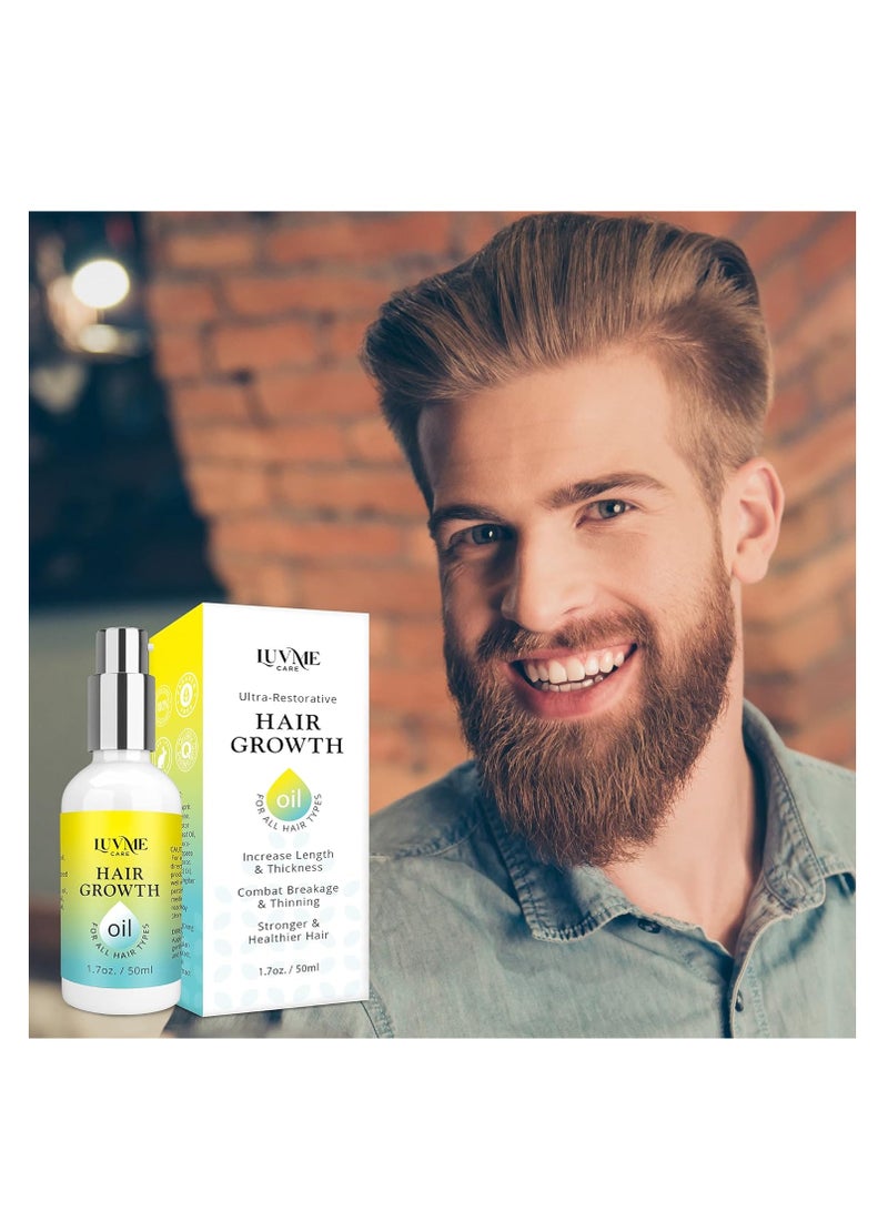 Luv Me Care biotin hair growth oil hair growth serum for thicker longer fuller healthier hair prevent hair loss & thinning all natural vitamin rich treatment women & men all hair types 1.7 oz