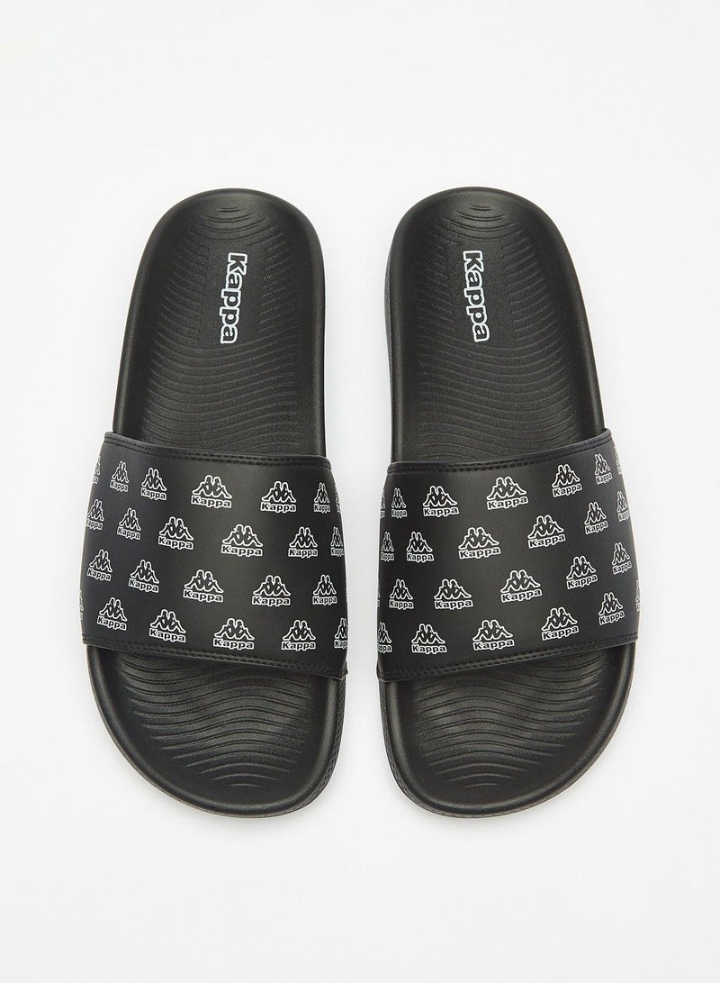 Mens Logo Print Slip On Slide Slippers