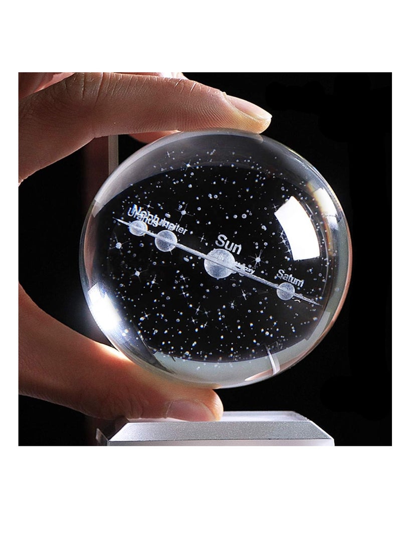 3D solar system crystal ball with led colorful lighting touch base solar system model decor science astronomy gifts decor